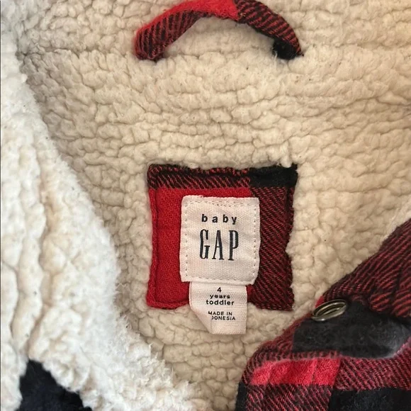 GAP Red and Black Button Down Shirt with Fleece Collar - Picture 2 of 2